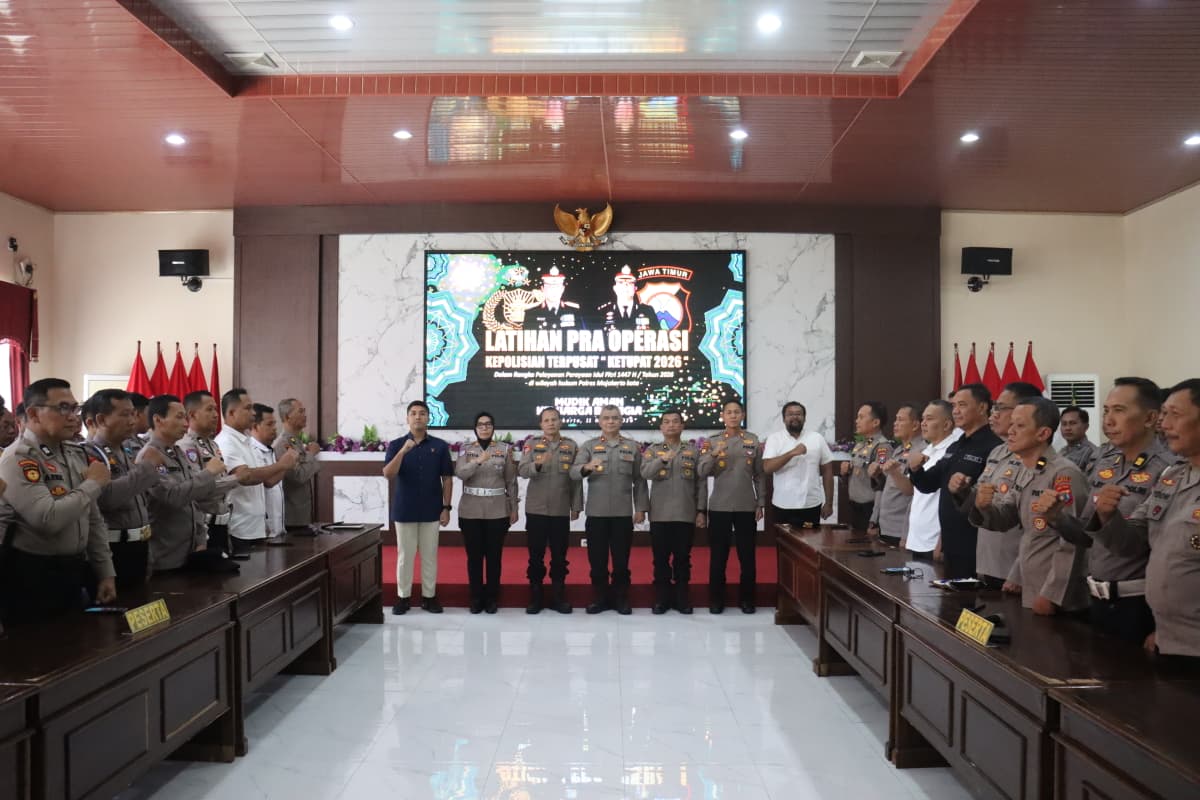 Implementasikan Kesiapan Pengamanan Hari Raya Idul Fitri, Polres Mojokerto Kota Gelar Latpraops Ketupat 2026